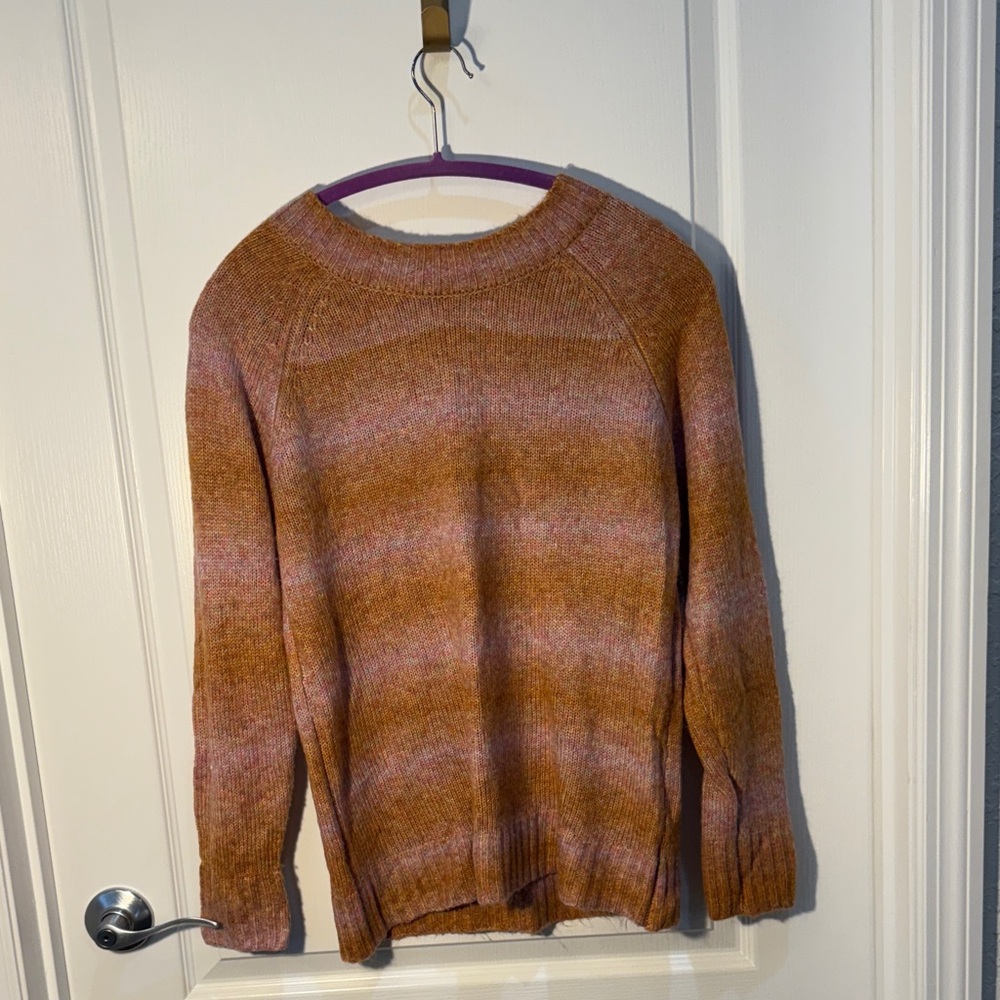 Maurices Womens Crewneck Knit Sweater - Orange and Pink Very Soft Size M